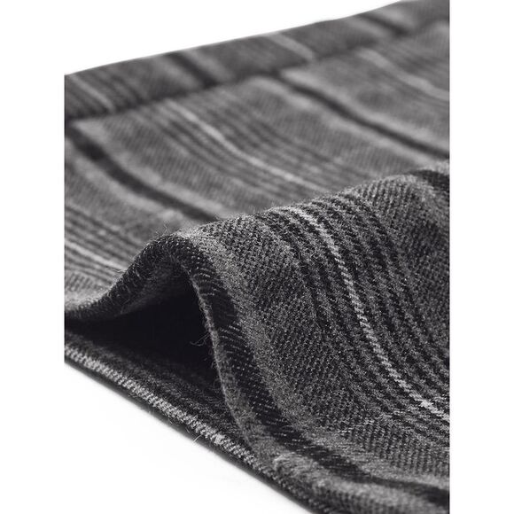 Plaid Pants Elastic Waist Casual Work Office Long Trousers Dark Grey Black - Picture 5 of 5